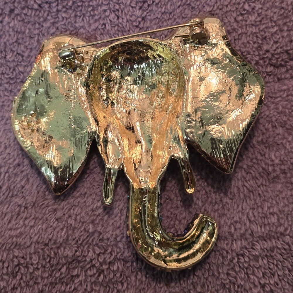 ๐๏ธ๐ TURQUOISE & LILAC RHINESTONE ENCRUSTED ELEPHANT HEAD BROOCH PIN๐ - Picture 10 of 10